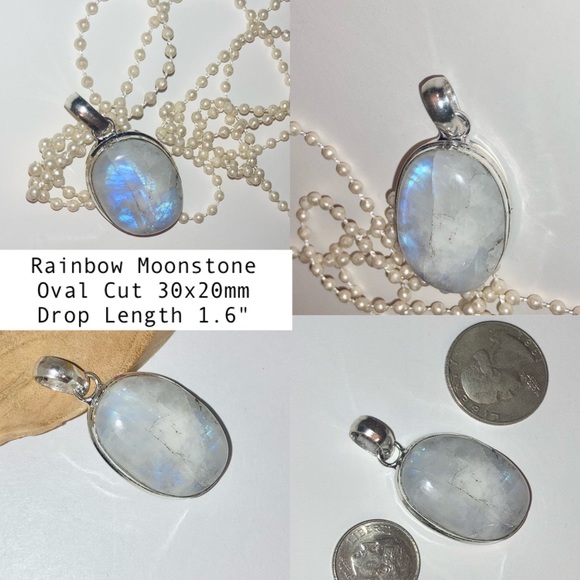 Wow! 🌙 Radiant Rainbow Moonstone Gemstone Handmade Pendant - Picture 6 of 6
